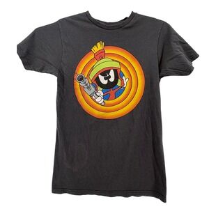 Looney Tunes T-Shirt Mens M Black‎ Marvin the Martian Graphic Short Sleeve Faded